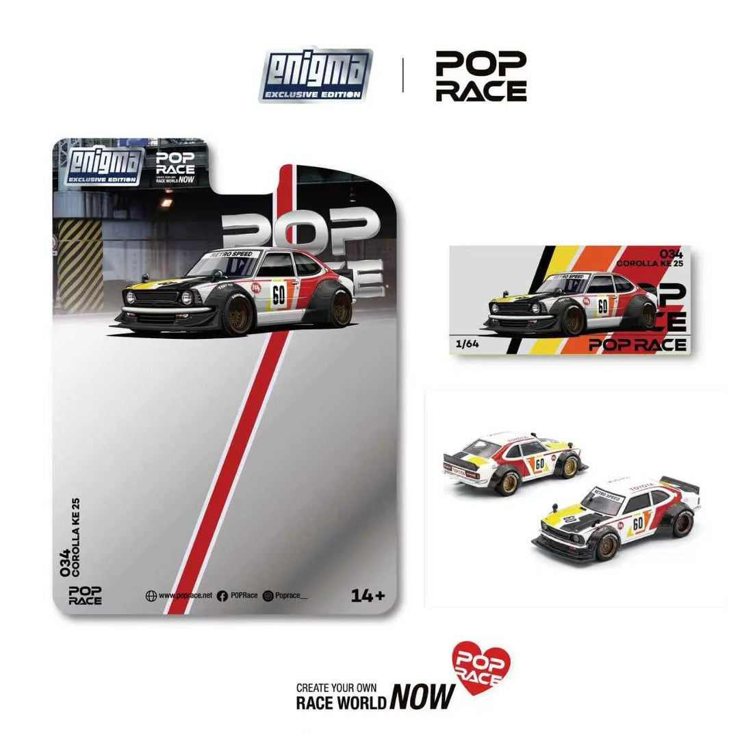 (PRE-ORDER 2026) POPRACE 1:64 Corolla KE25 Racing – Enigma Exclusive Edition PRE034