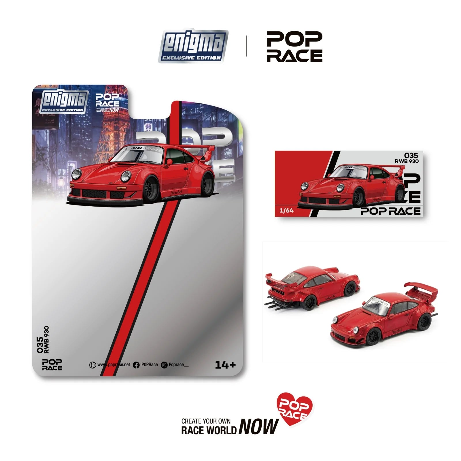 (PRE-ORDER 2026) POPRACE 1:64 RWB 930 Red – Enigma Exclusive Edition – PRE035