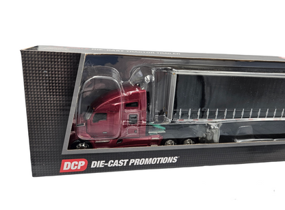 RED KENWORTH T860 HIGH ROOF TRUCK W/UTILITY TAUTLINER SPREAD-AXLE TRAILER 1/64