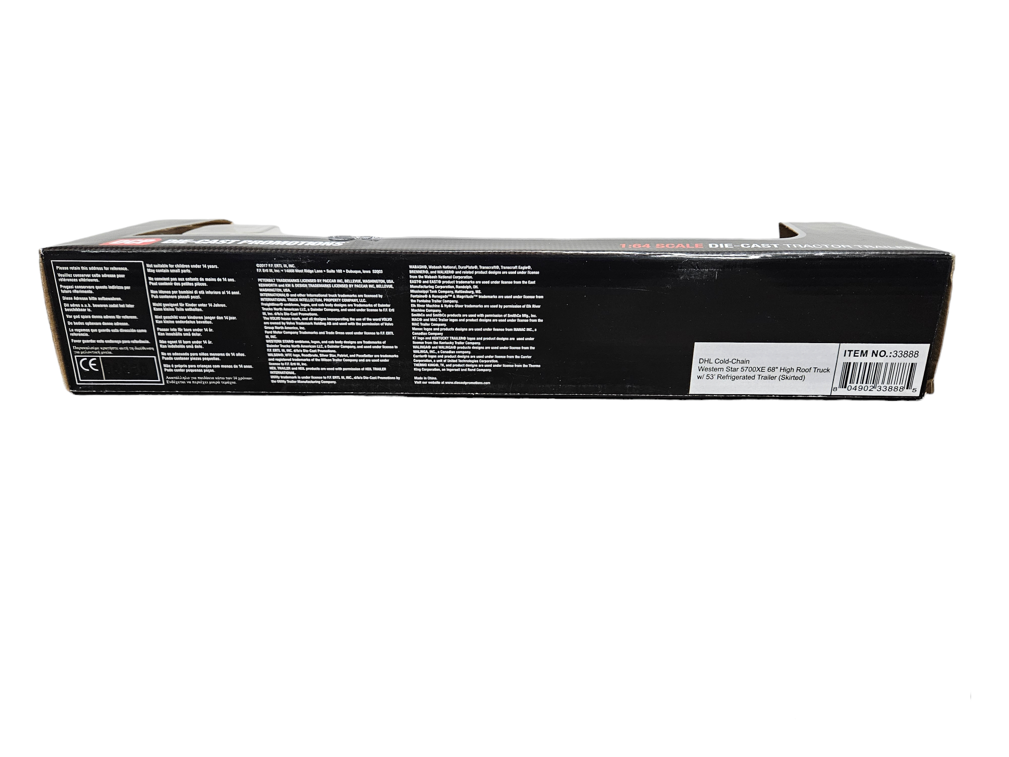 Western Star 57000XE 68&quot; High Roof Truck with Refrigerated Trailer (Skirted) for DHL COLD-CHAIN in 1:64 by DCP
