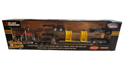 Peterbilt Model 379 w/ Fontaine Lowboy, Jeep, Spreader, Stinger &amp; Wire Spools Load in 1/64