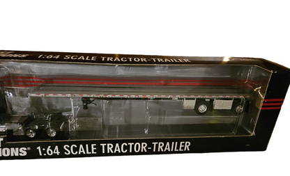 WHITE VOLVO VT800 SEMI CAB TRUCK &amp; SPREAD FLAT BED TRAILER in 1/64