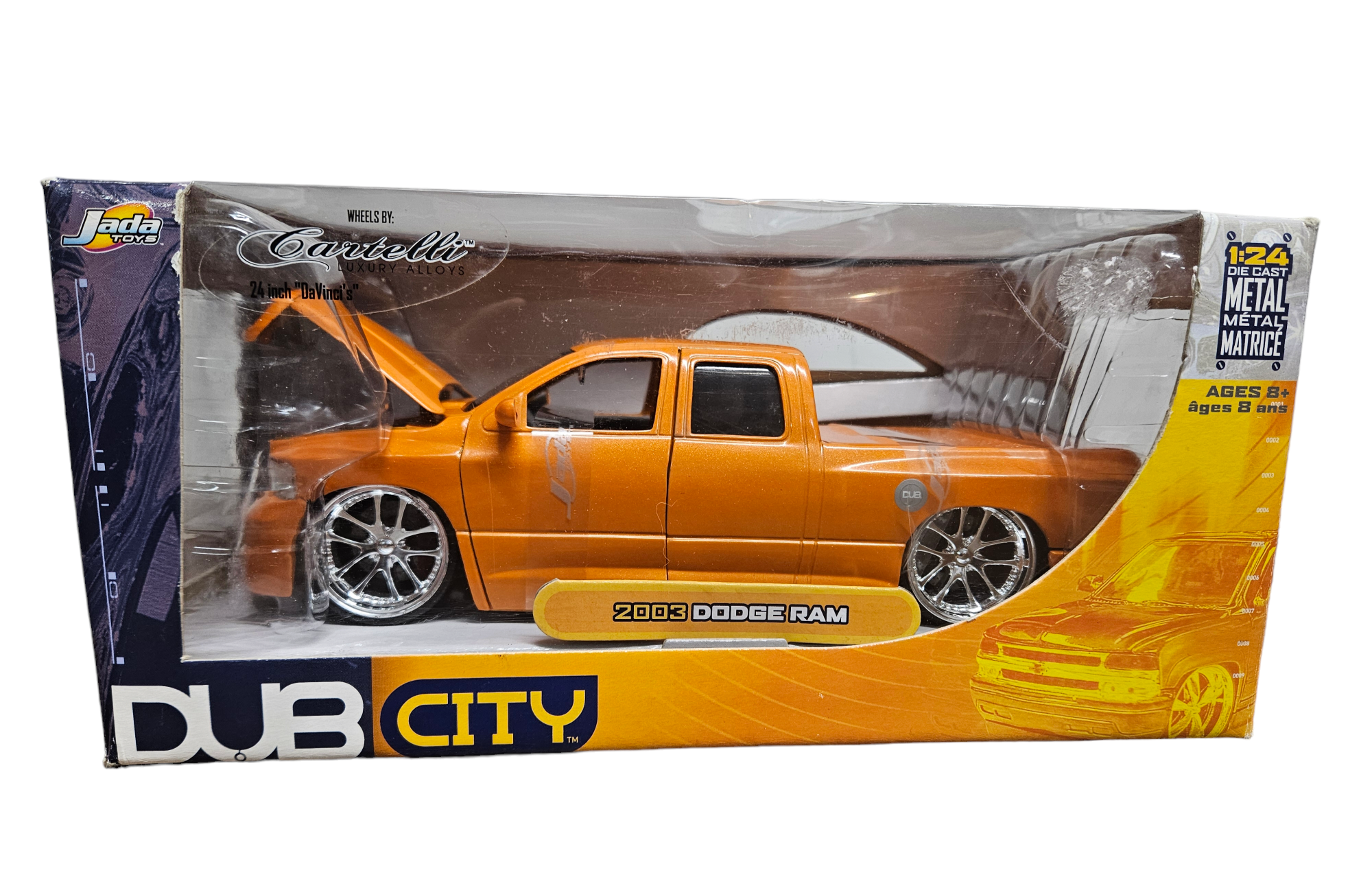 2003 DODGE RAM ORANGE WITH CARTELLI WHEELS, VERSION DUB CITY, 1:24