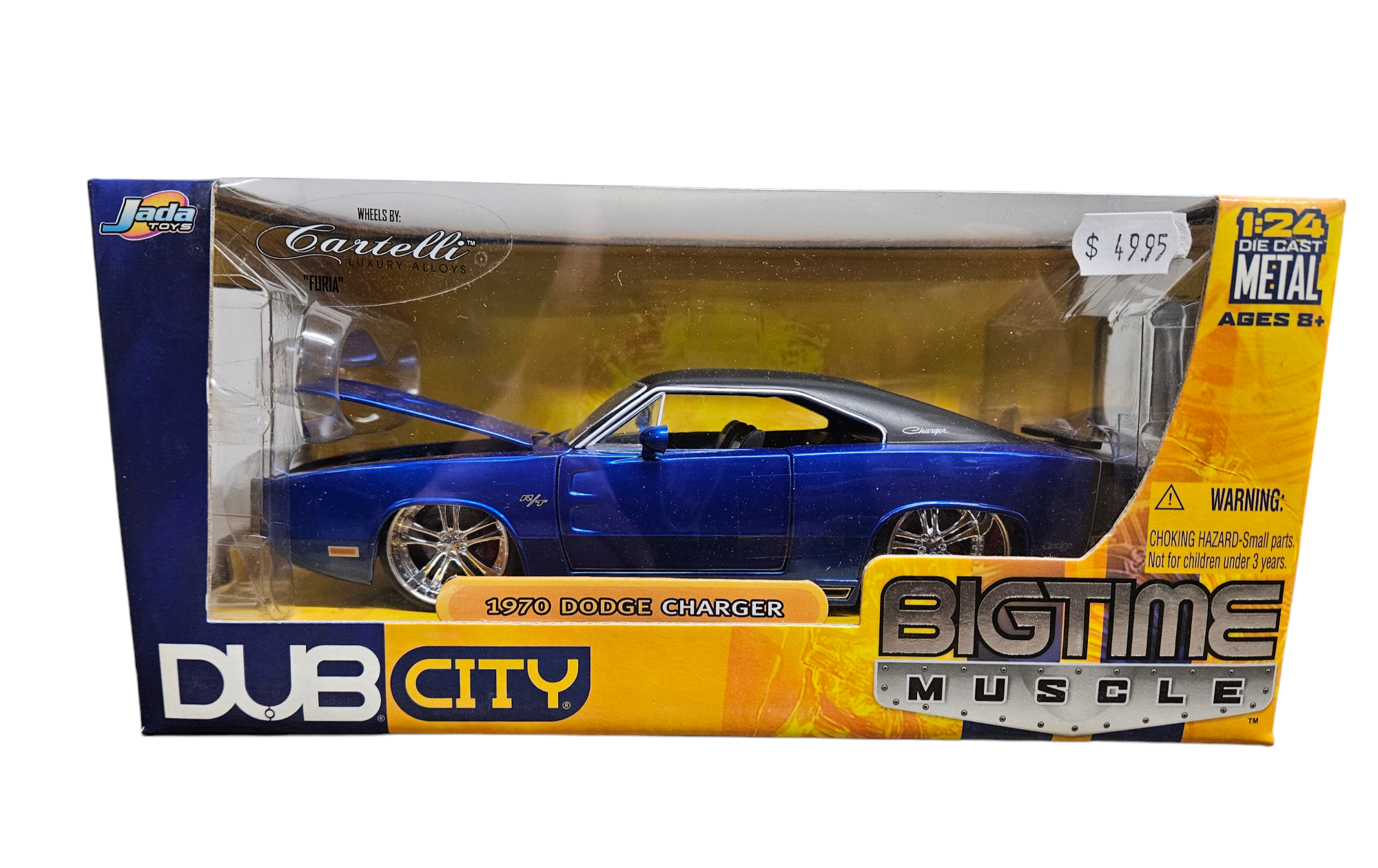 1970 DODGE CHARGER (BLUE-BLACK TOP with CARTELLI WHEELS 1:24