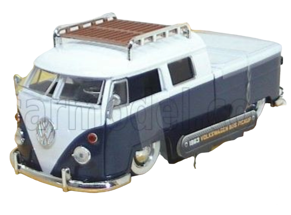 1963 VOLKSWAGEN BUS PICKUP, Blue-White (Échelle-Scale 1:24)