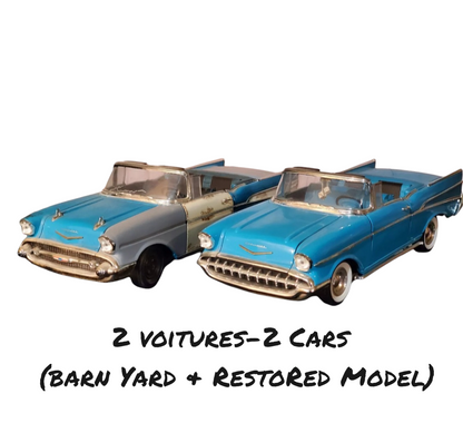 1957 Chevrolet Bel Air, Restored &amp; Barn Find, (2 voitures-2 Car Set) Échelle-Scale 1:18