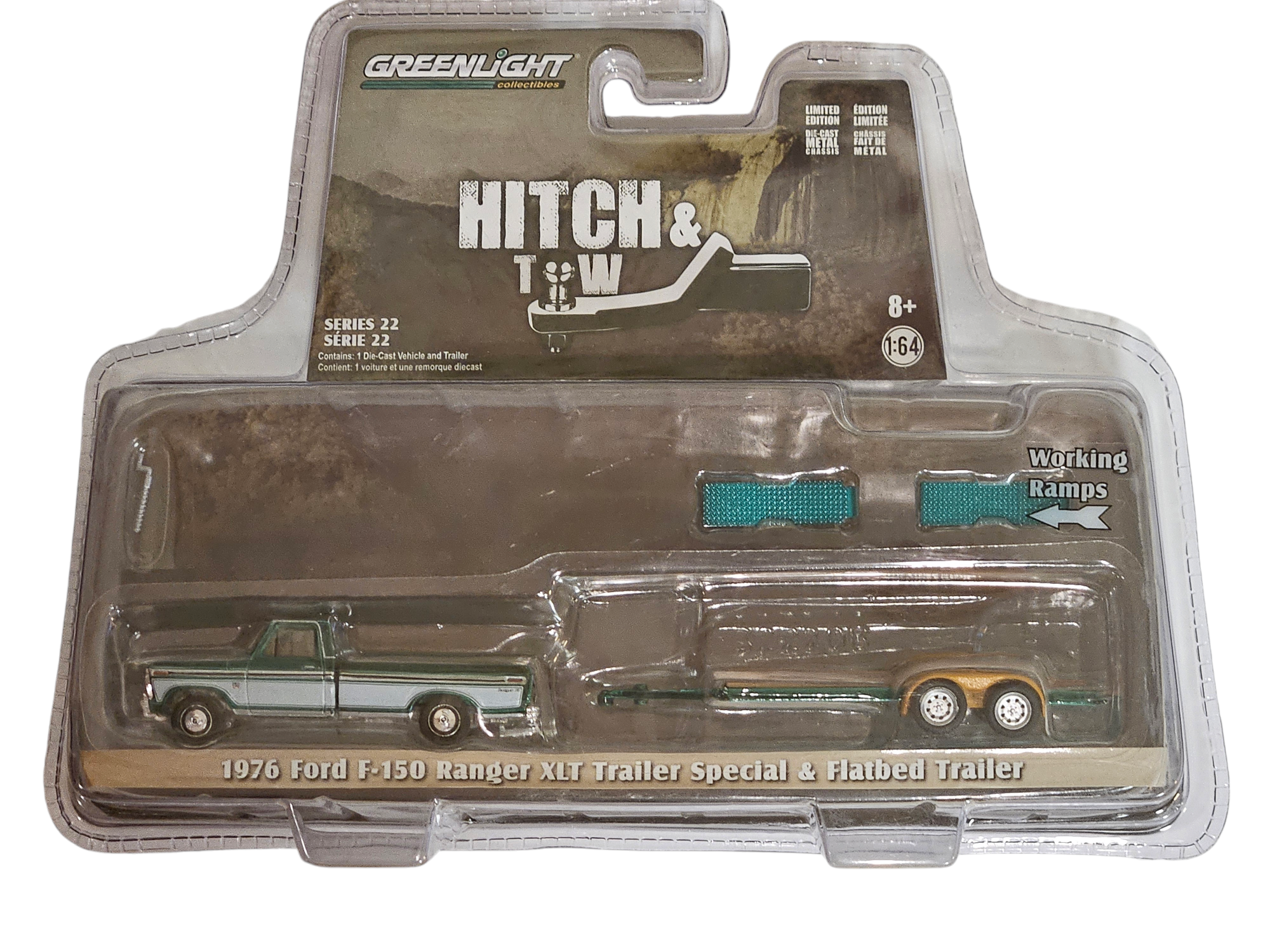 Chase Cars- (Green Machine) 1976 Ford Ranger XLT Trailer Special &amp; Flatbed Trailer