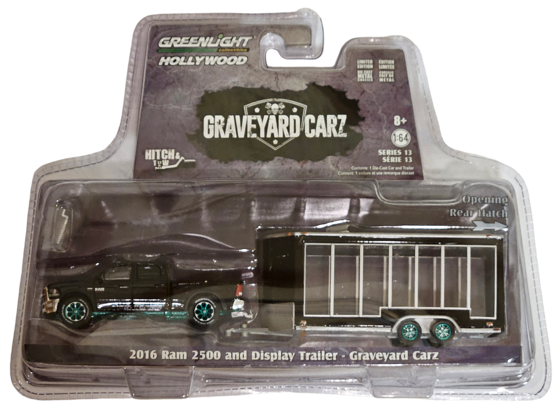 Chase Cars- (Green Machine) 2016 Dodge RAM 2500 Pickup and Display Trailer-Graveyard Carz