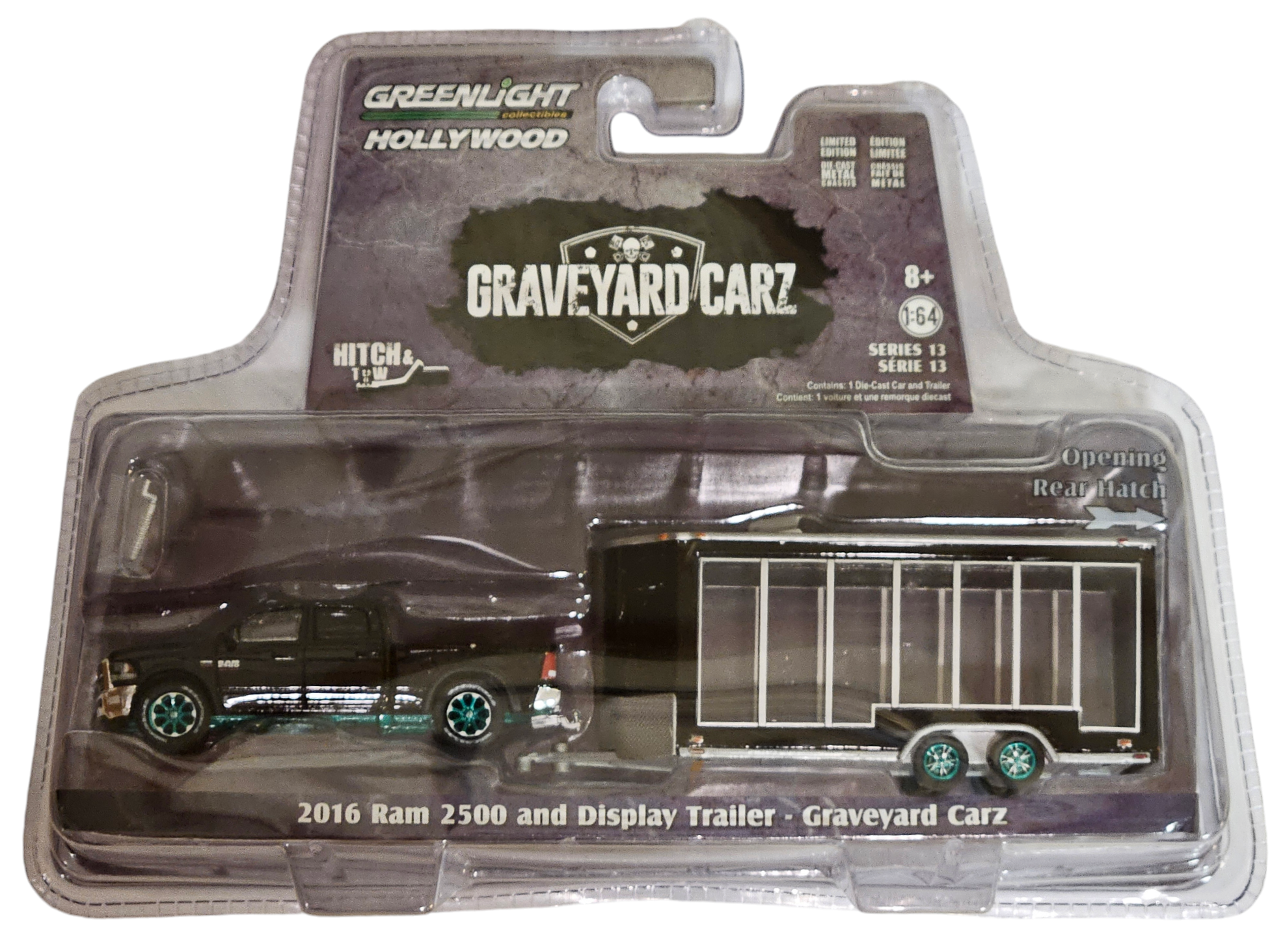 Chase Cars- (Green Machine) 2016 Dodge RAM 2500 Pickup and Display Trailer-Graveyard Carz