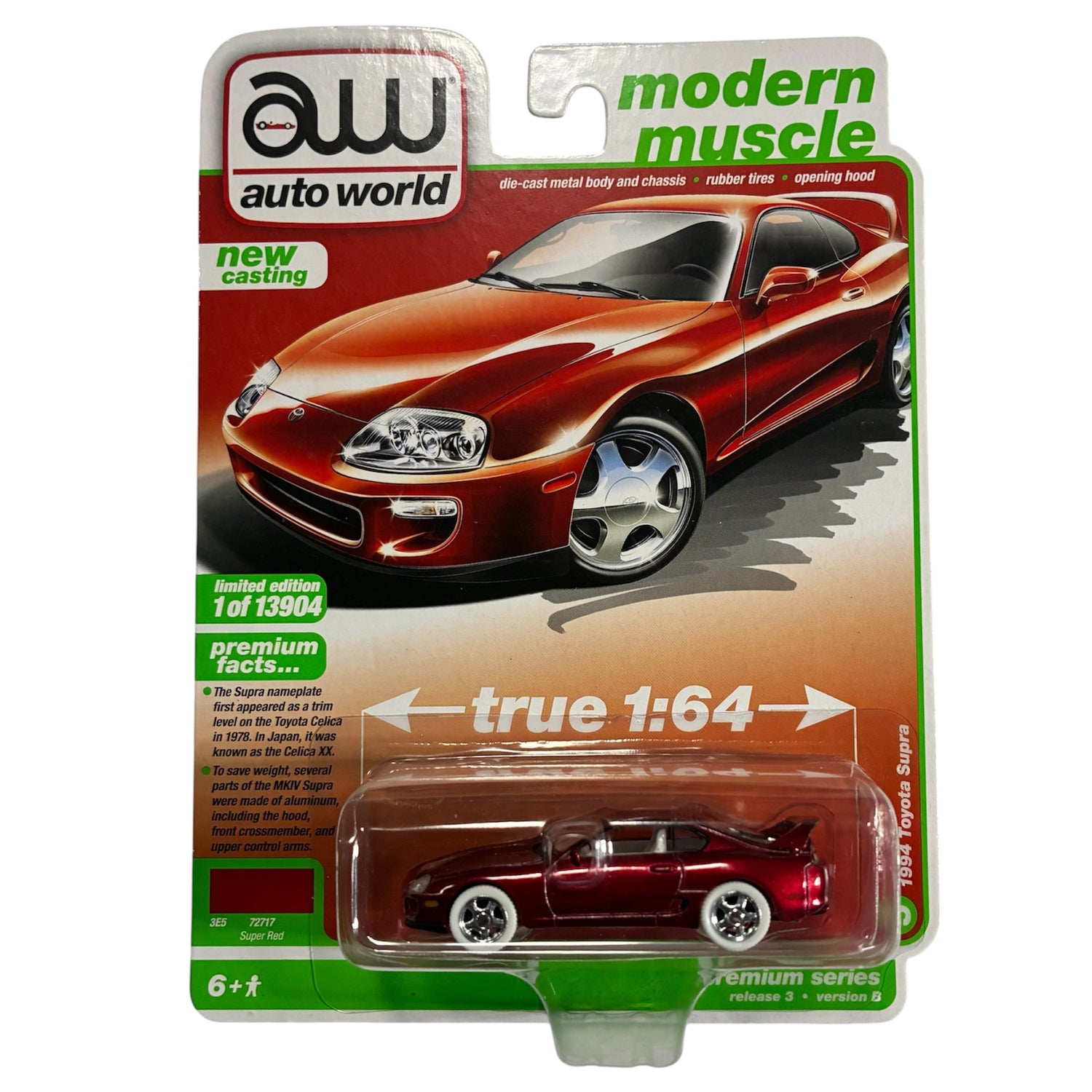 CHASE CAR 1994 Toyota Supra Ultra Red - Auto World Modern Muscle 1:64 - AW64322-3B-SUPRA-CHASE