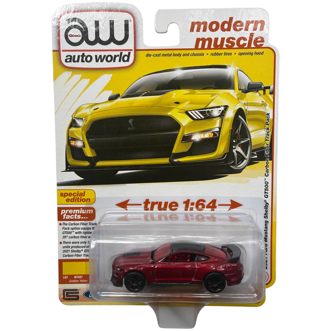 CHASE CAR 2021 Ford Mustang Shelby GT500 Carbon Fiber Track Pack – Auto World 1:64 – AWSP171/24A-CHASE