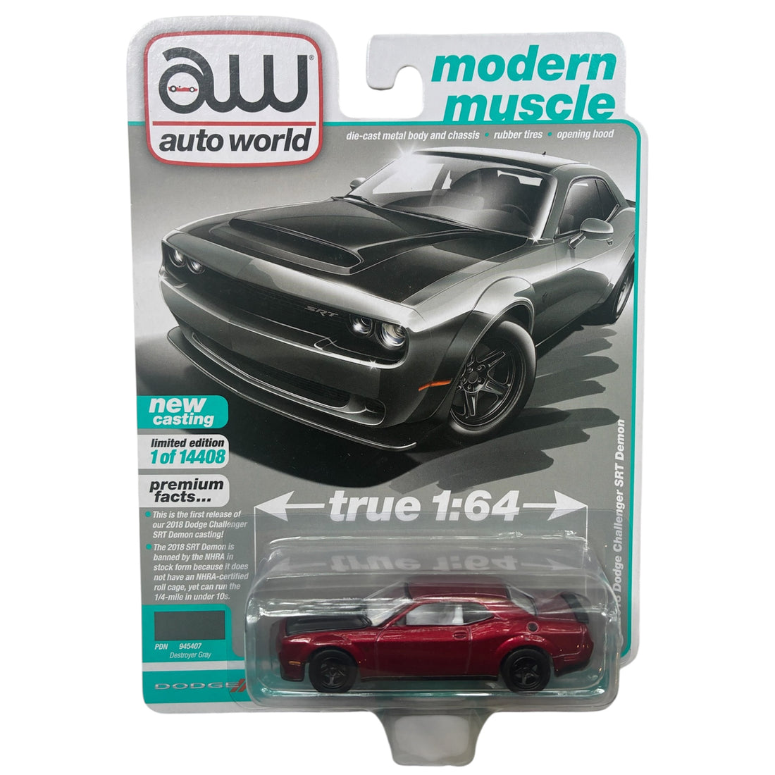 CHASE CAR Auto World 1:64 2018 Dodge Challenger SRT Demon – AW64312-2A-3-CHASE