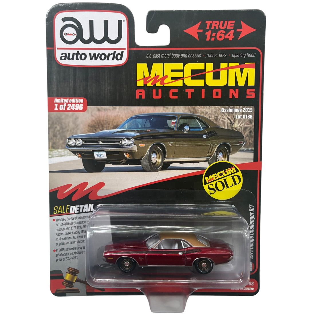 CHASE CAR Auto World 1:64 1971 Dodge Challenger R/T Mecum Auctions Hobby Exclusive – AWSP160-CHASE