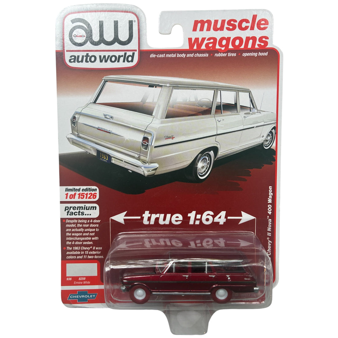 CHASE CAR Auto World 1:64 1963 Chevy II Nova 400 Wagon – AW64332-4A-5-CHASE