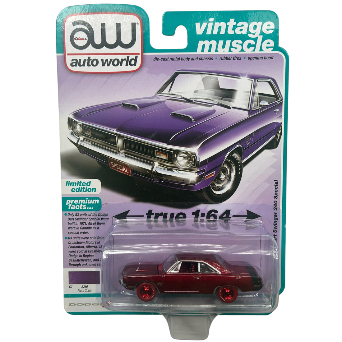 CHASE CAR Auto World 1:64 1971 Dodge Dart Swinger 340 Special – AW64362-2B-6-CHASE