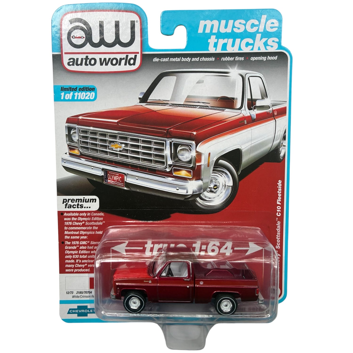 CHASE CAR Chevy Scottsdale C10 Fleetside 1976 Auto World 1:64 – Muscle Trucks – AW64242-1A-2-CHASE