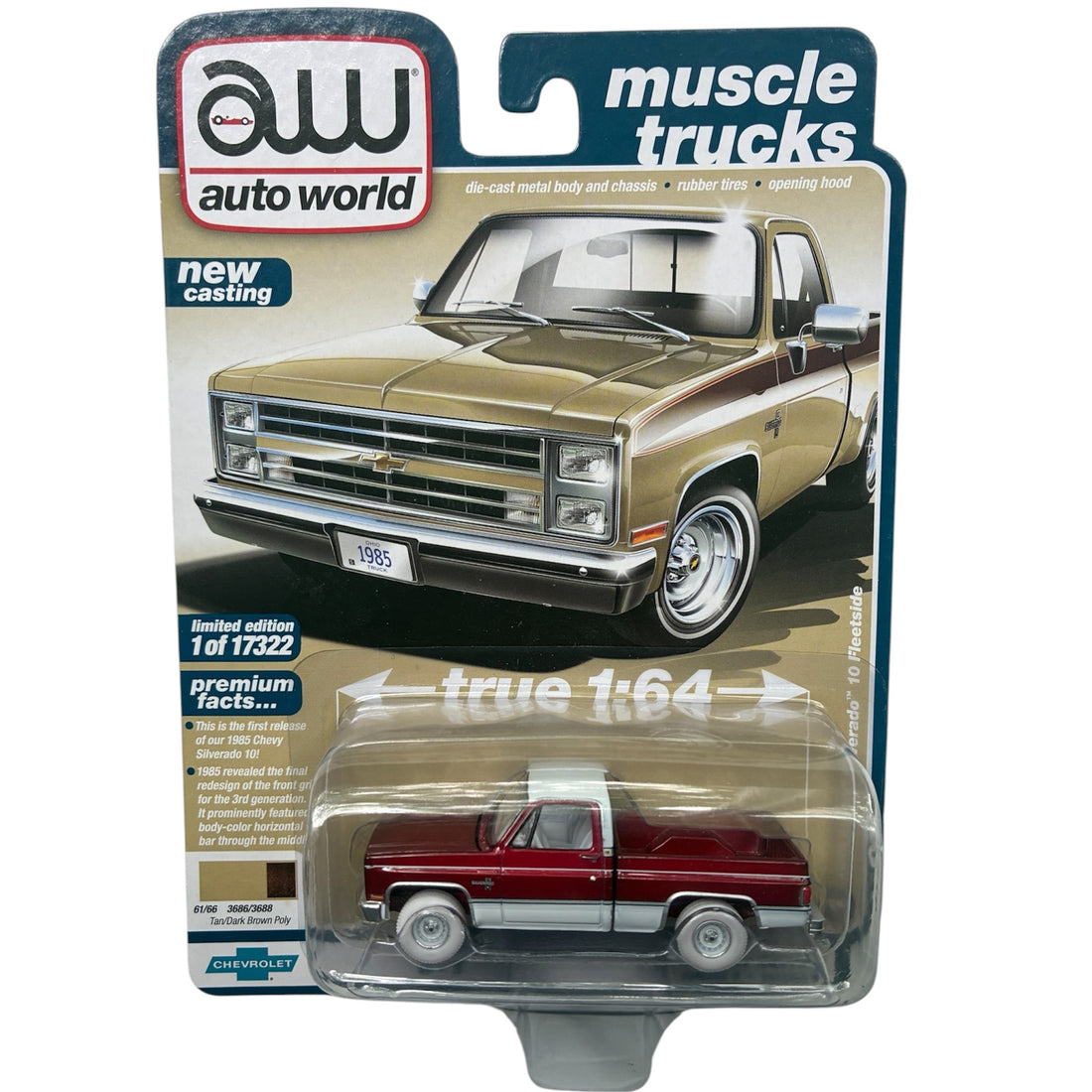 CHASE CAR 1985 Chevy Silverado 10 Fleetside Auto World 1:64 – Muscle Trucks – AW64342-5B-1-CHASE