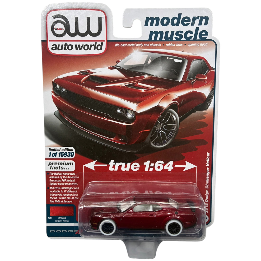 CHASE CAR 2018 Dodge Challenger Hellcat Auto World 1:64 – Modern Muscle – AW64342-5A-4-CHASE