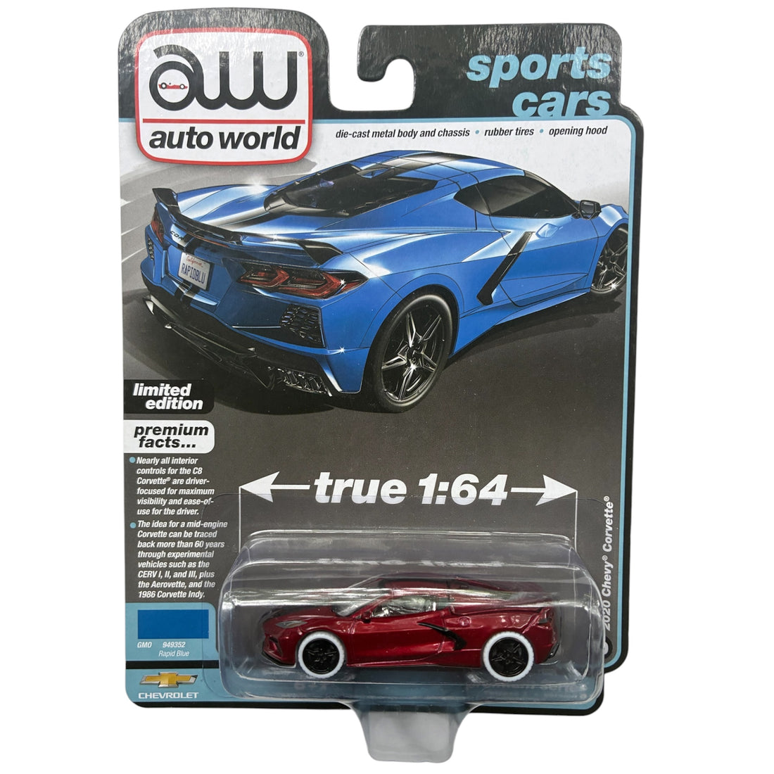 CHASE CAR 2020 Chevy Corvette Auto World 1:64 – Sports Cars – AW64392-1B-3-CHASE