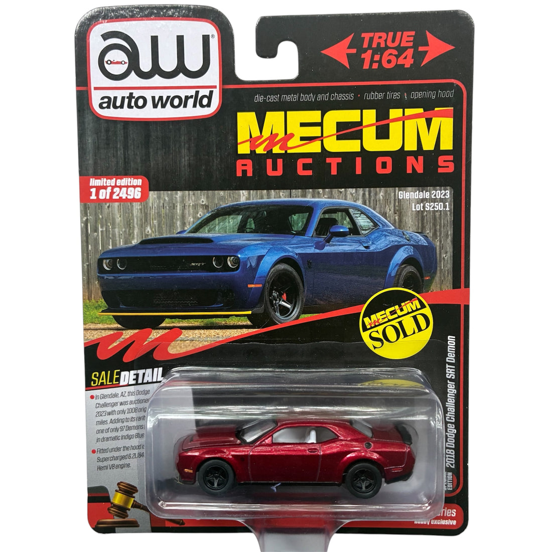 CHASE CAR 2018 Dodge Challenger SRT Demon Auto World 1:64 – Mecum Auctions Hobby Exclusive – AWSP161-CHASE