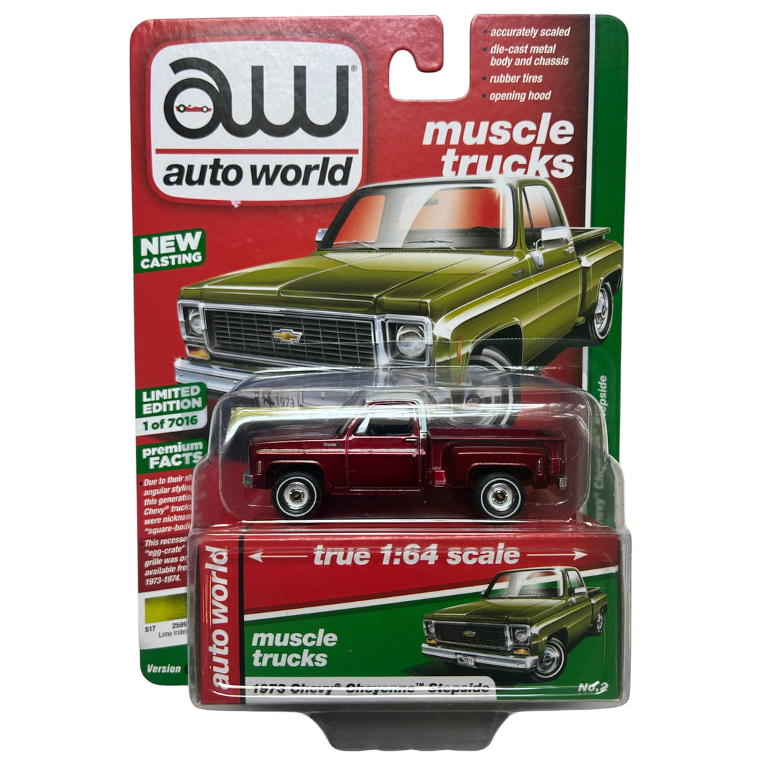 CHASE CAR 1973 Chevy Cheyenne Stepside – Auto World 1:64 Muscle Trucks Release 2 AW64222-2-2-CHASE