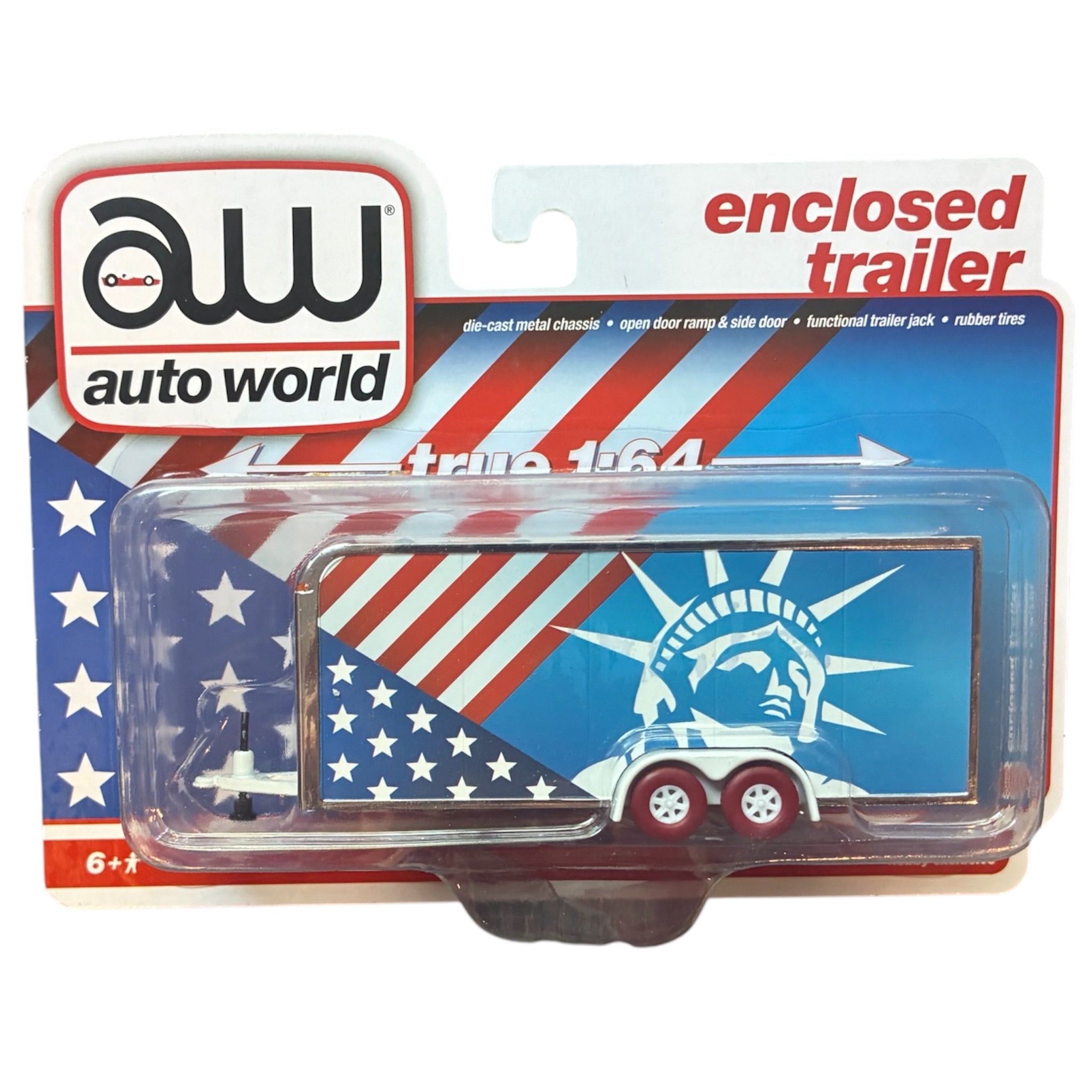 CHASE CAR USA Statue of Liberty Enclosed Trailer – Auto World 1:64 Select Series AWSP092-CHASE