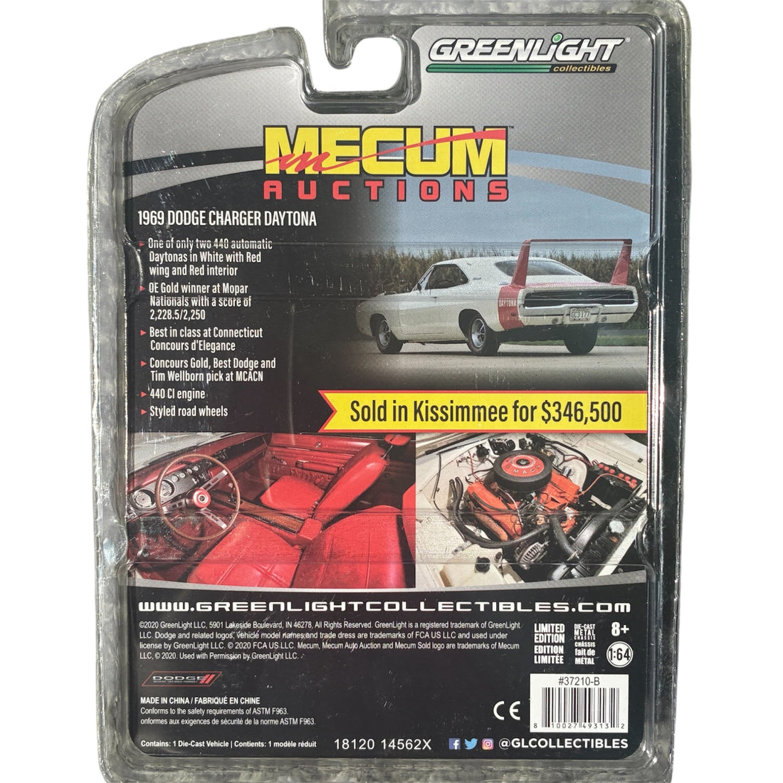 CHASE CAR GreenLight Mecum Auctions 1:64 1969 Dodge Charger Daytona – Series 5 Limited Edition GL37210-B-CHASE