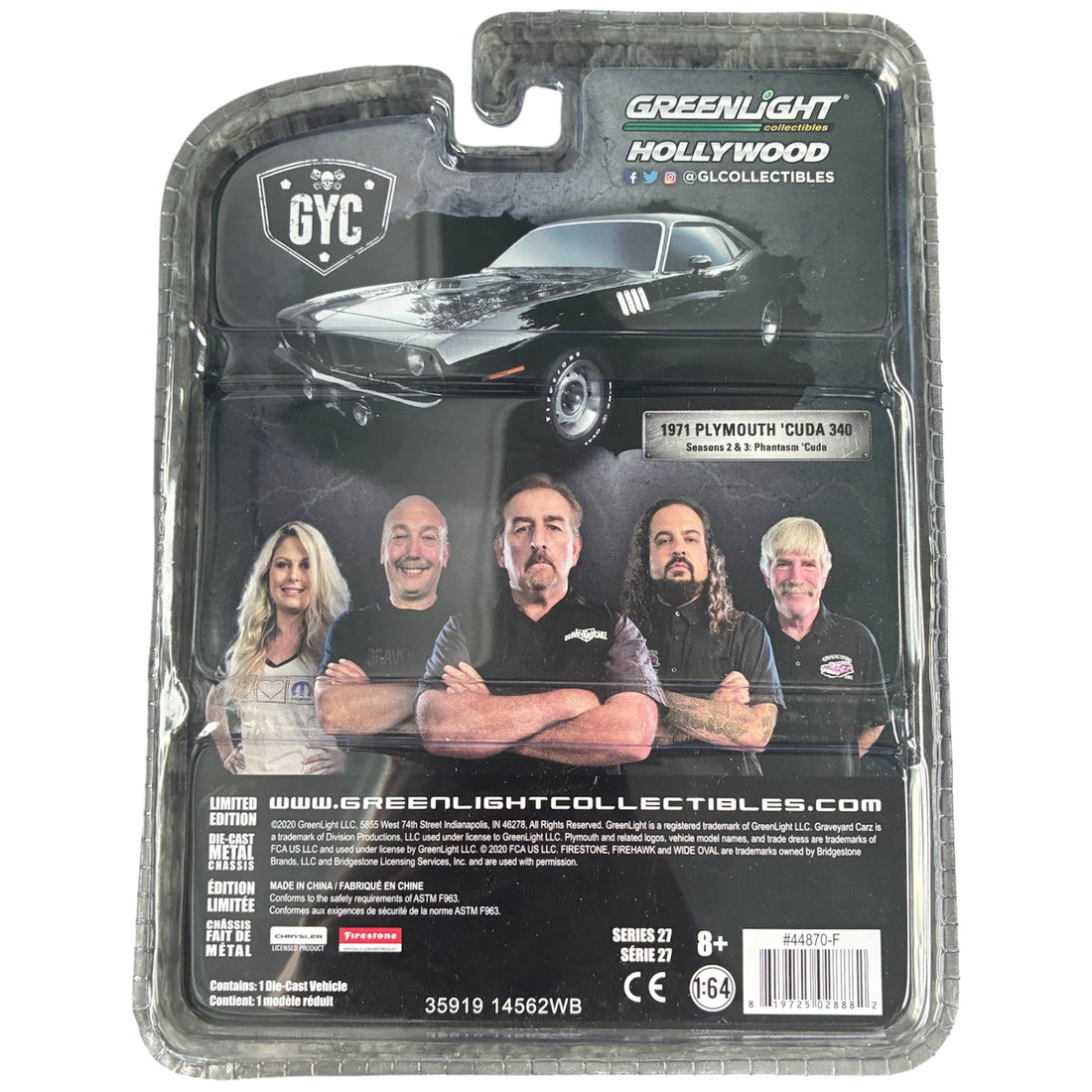 CHASE CAR GreenLight Hollywood 1:64 1971 Plymouth ’Cuda 340 – Graveyard Carz Series 27 GL44870-F-CHASE