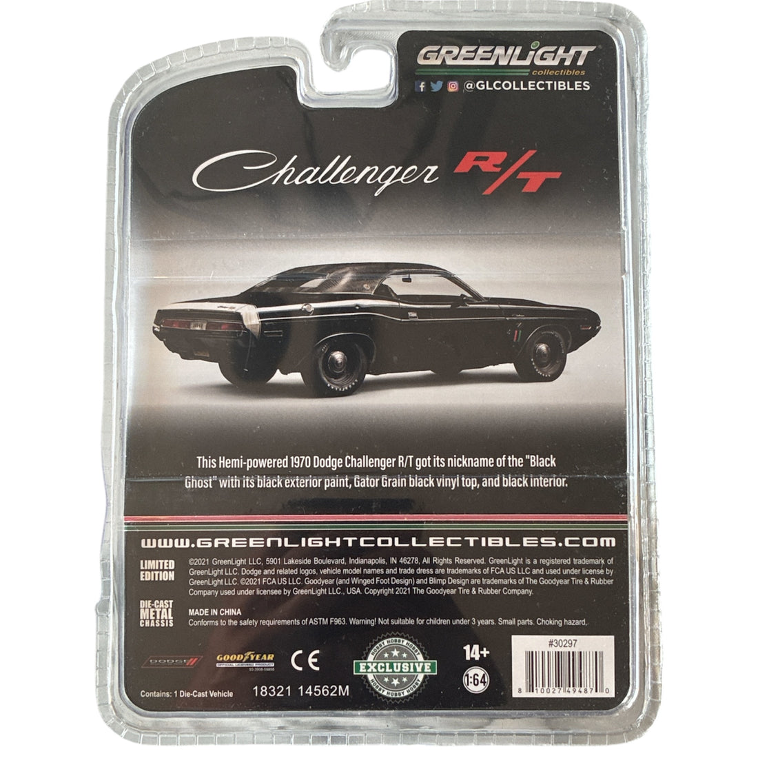 CHASE CAR GreenLight 1:64 1970 Dodge Challenger R/T – Hobby Exclusive GL30297-CHASE