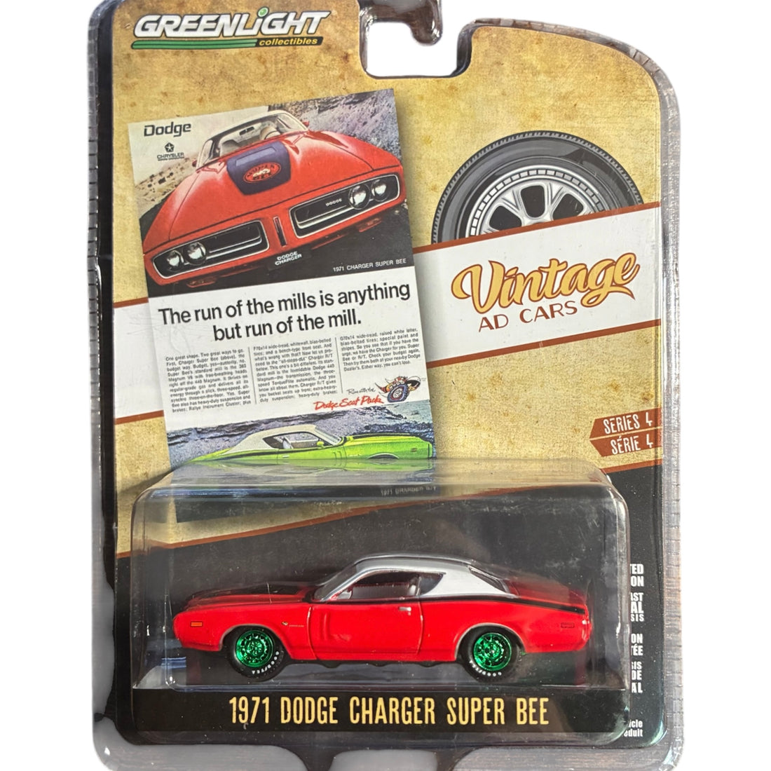 CHASE CAR 1971 Dodge Charger Super Bee – GreenLight Vintage Ad Cars Series 4 – 1:64 – GL39060-A-CHASE