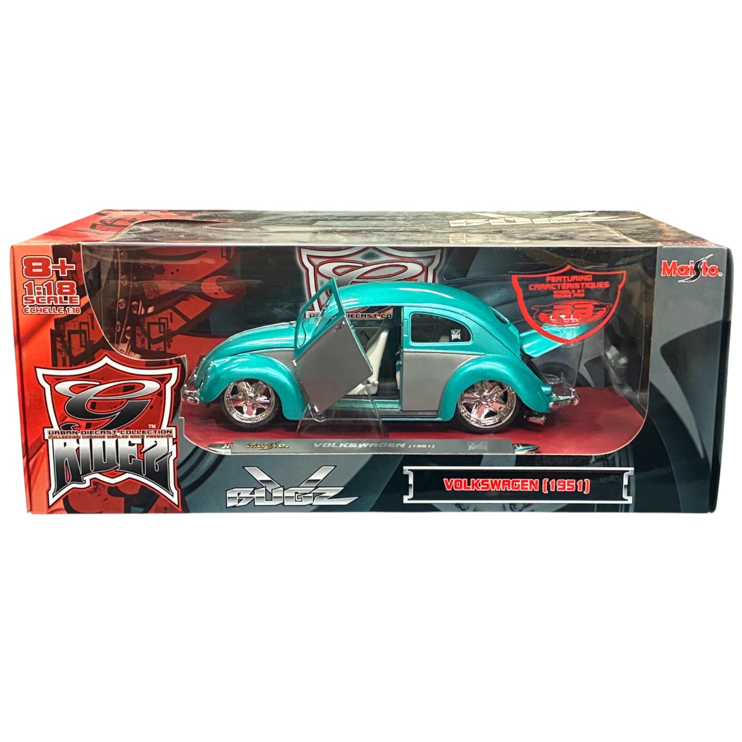 Maisto G-Ridez 1:18 Volkswagen Coccinelle 1951 V-Bugz Bleu turquoise 31017B-MAISTO