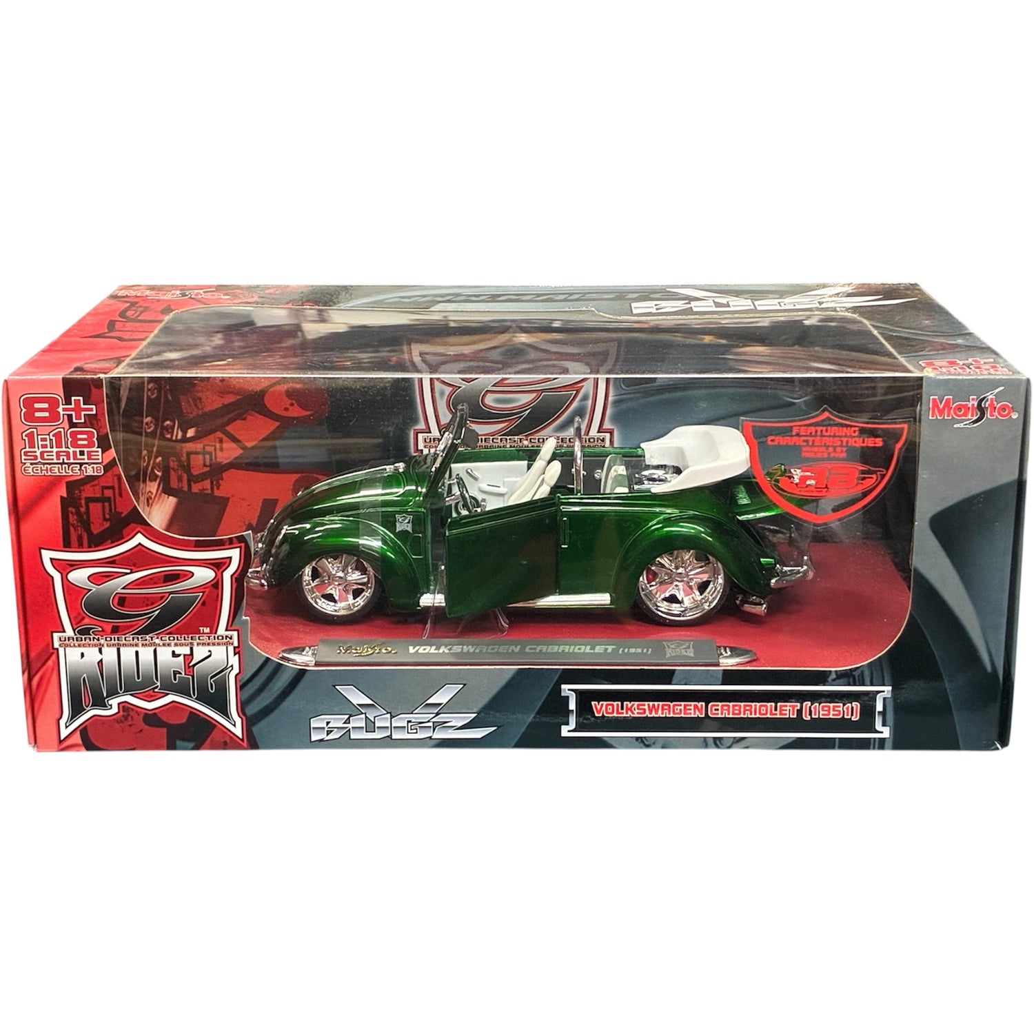 Maisto G-Ridez 1:18 Volkswagen Coccinelle cabriolet 1951 V-Bugz Vert émeraude avec sièges blancs 31017C-MAISTO
