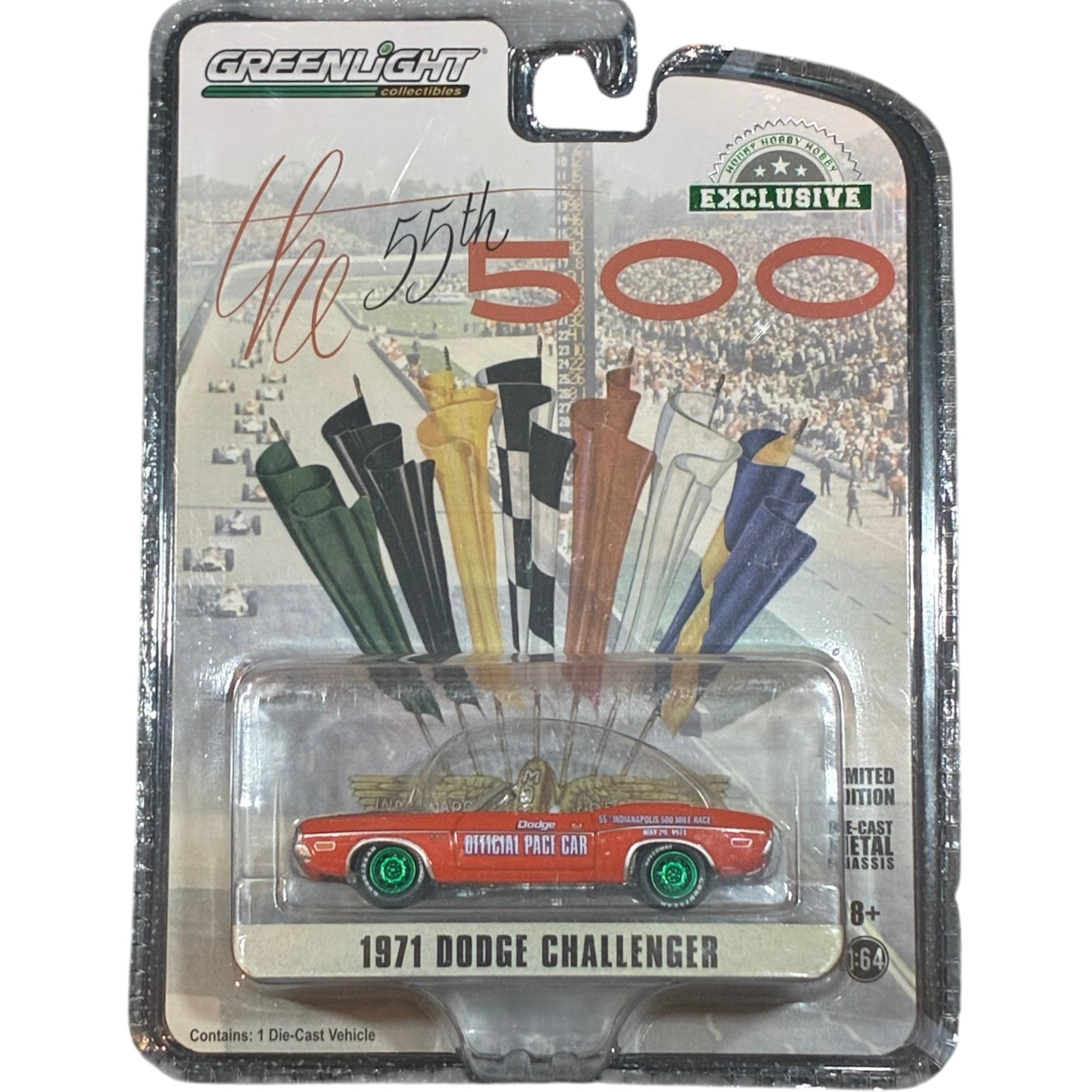 CHASE CAR – 1971 Dodge Challenger – 55th Indianapolis 500 – GreenLight 1:64 – GL30144-CHASE