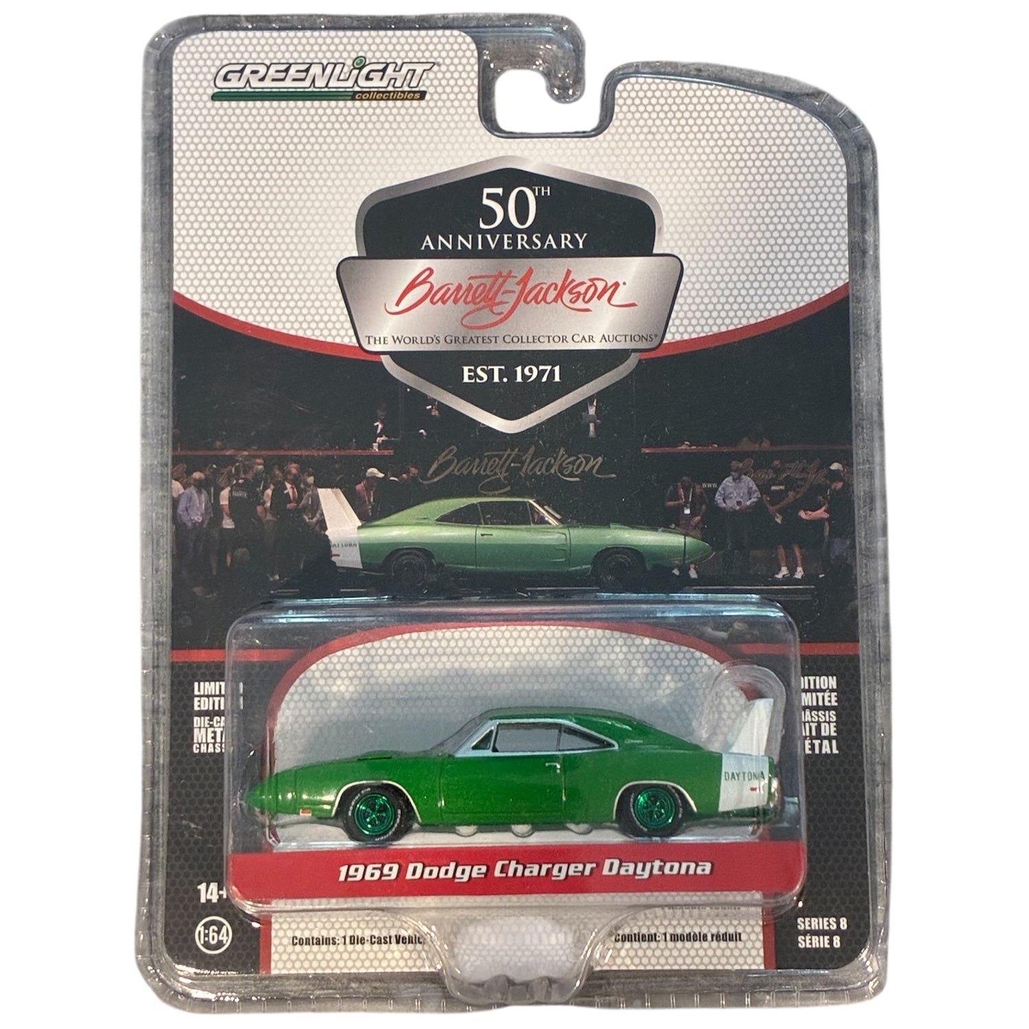 CHASE CAR – Dodge Charger Daytona 1971 – Barrett-Jackson 50e anniversaire – Série 8 – GreenLight 1:64 – GL37240-B-CHASE