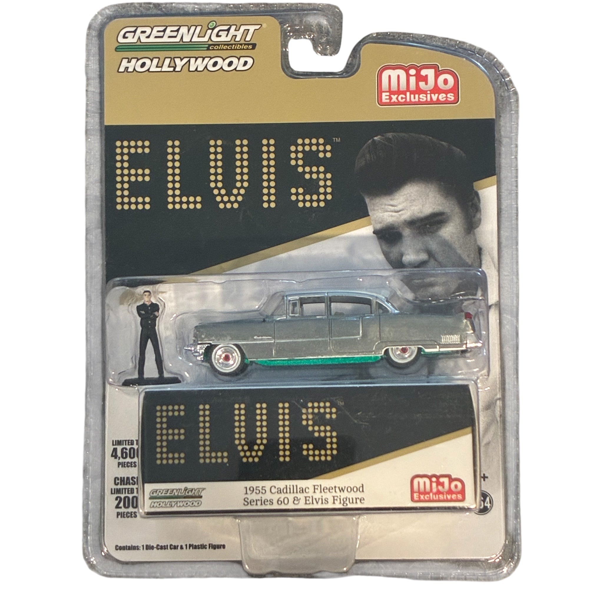 CHASE CAR GreenLight Hollywood 1:64 Cadillac Fleetwood Series 60 1955 d’Elvis avec figurine – MiJo Exclusives GL51210-CHASE