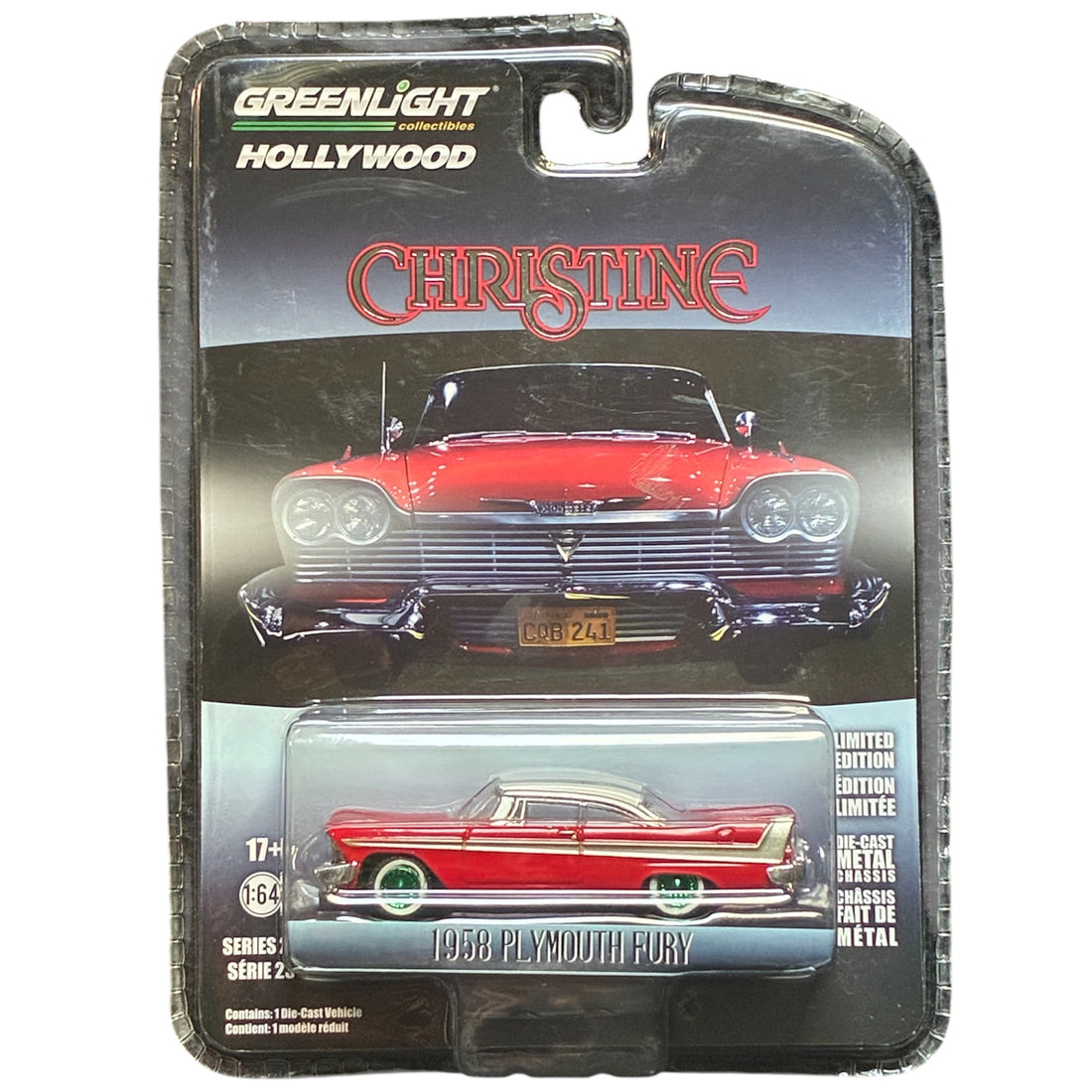 CHASE CAR GreenLight 1:64 Plymouth Fury 1958 – Christine – Hollywood Series 23 – Roues vertes – GL44830-C-CHASE