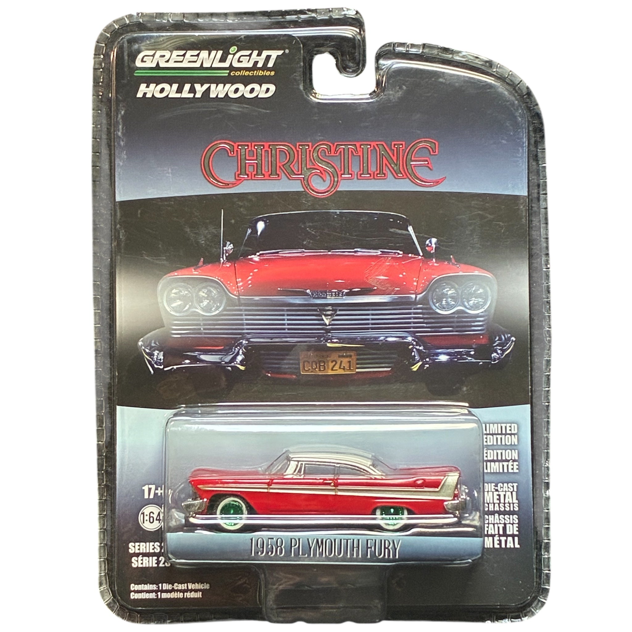 CHASE CAR GreenLight 1:64 Plymouth Fury 1958 – Christine – Hollywood Series 23 – Roues vertes – GL44830-C-CHASE