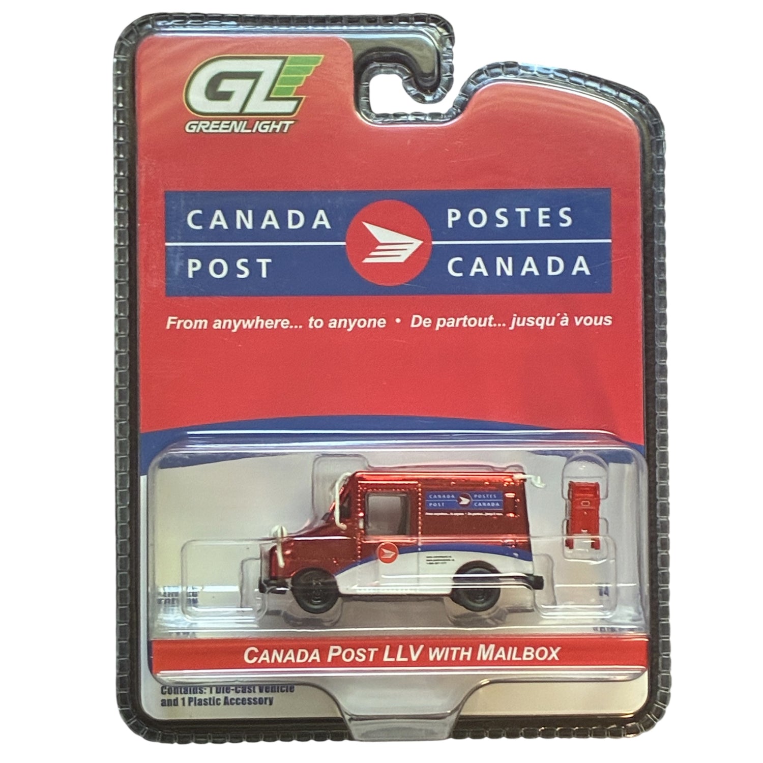 CHASE CAR – GreenLight 1:64 Canada Post LLV avec Boîte aux Lettres – Chrome Rouge – Édition Limitée – GL29889-CHASE