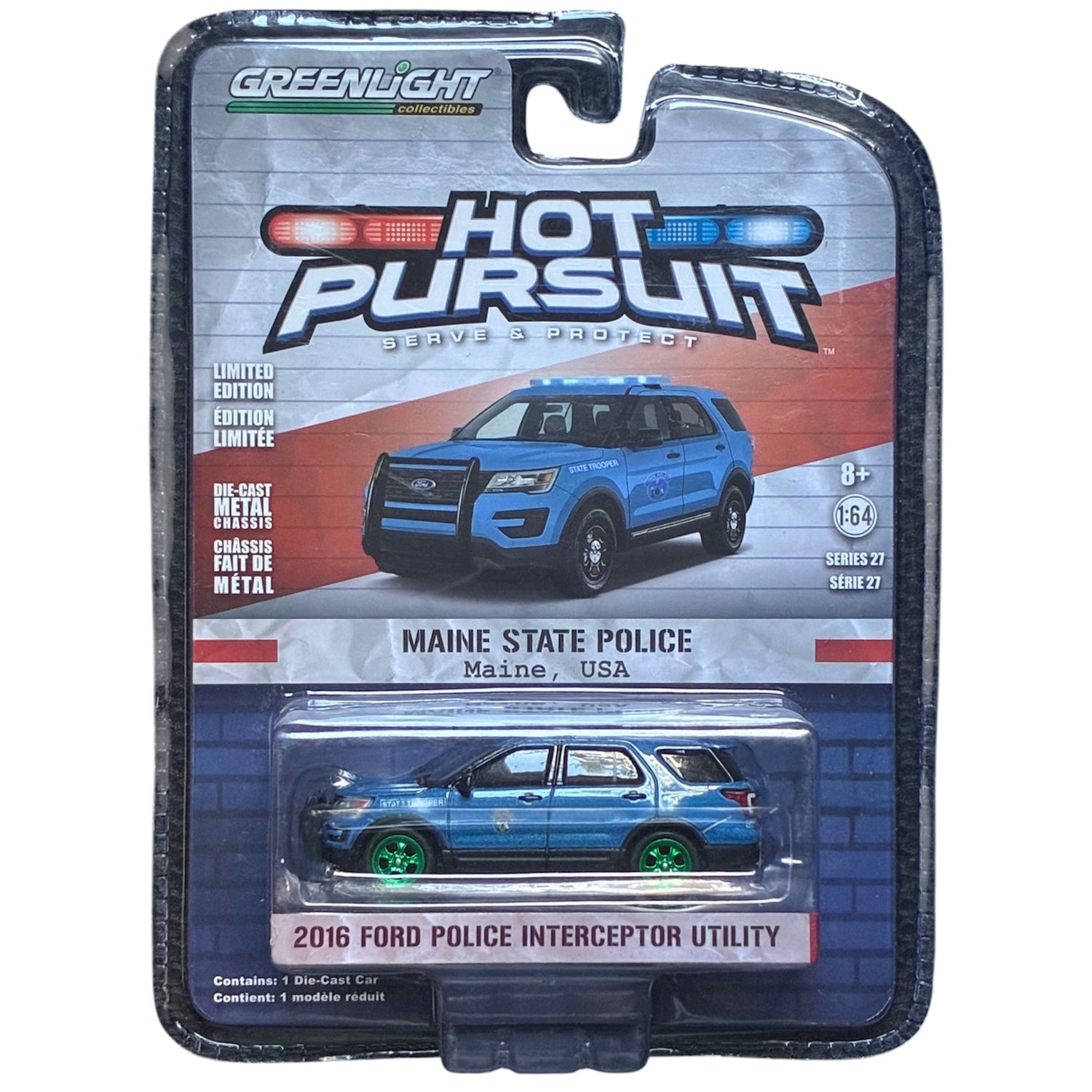 CHASE CAR – GreenLight 1:64 Ford Police Interceptor Utility 2016 – Maine State Police – Hot Pursuit – GL42840-F-CHASE
