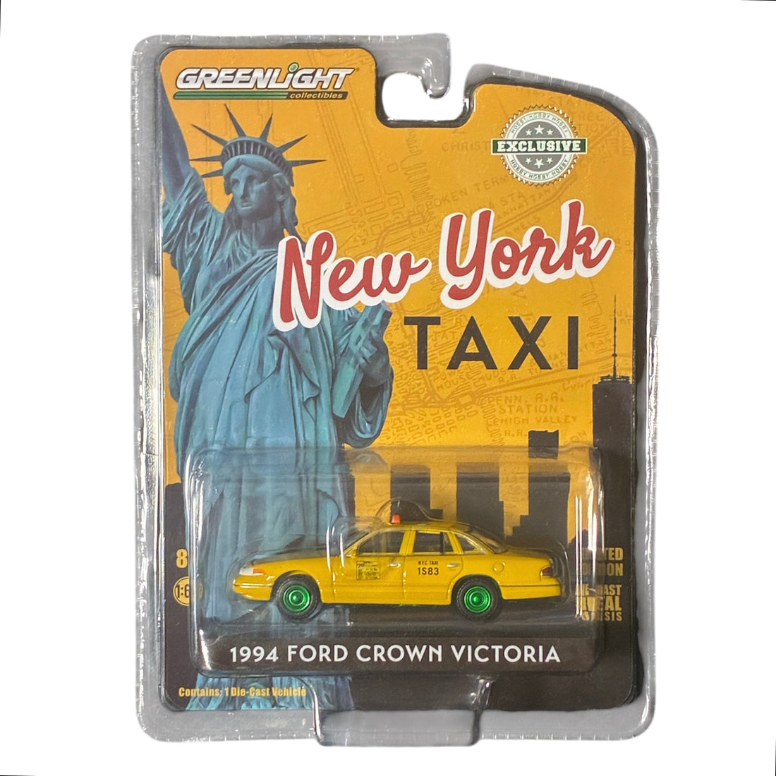 CHASE CAR GreenLight Hobby Exclusive Taxi de New York Ford Crown Victoria 1994 Roues Vertes 1:64 GL30206-CHASE
