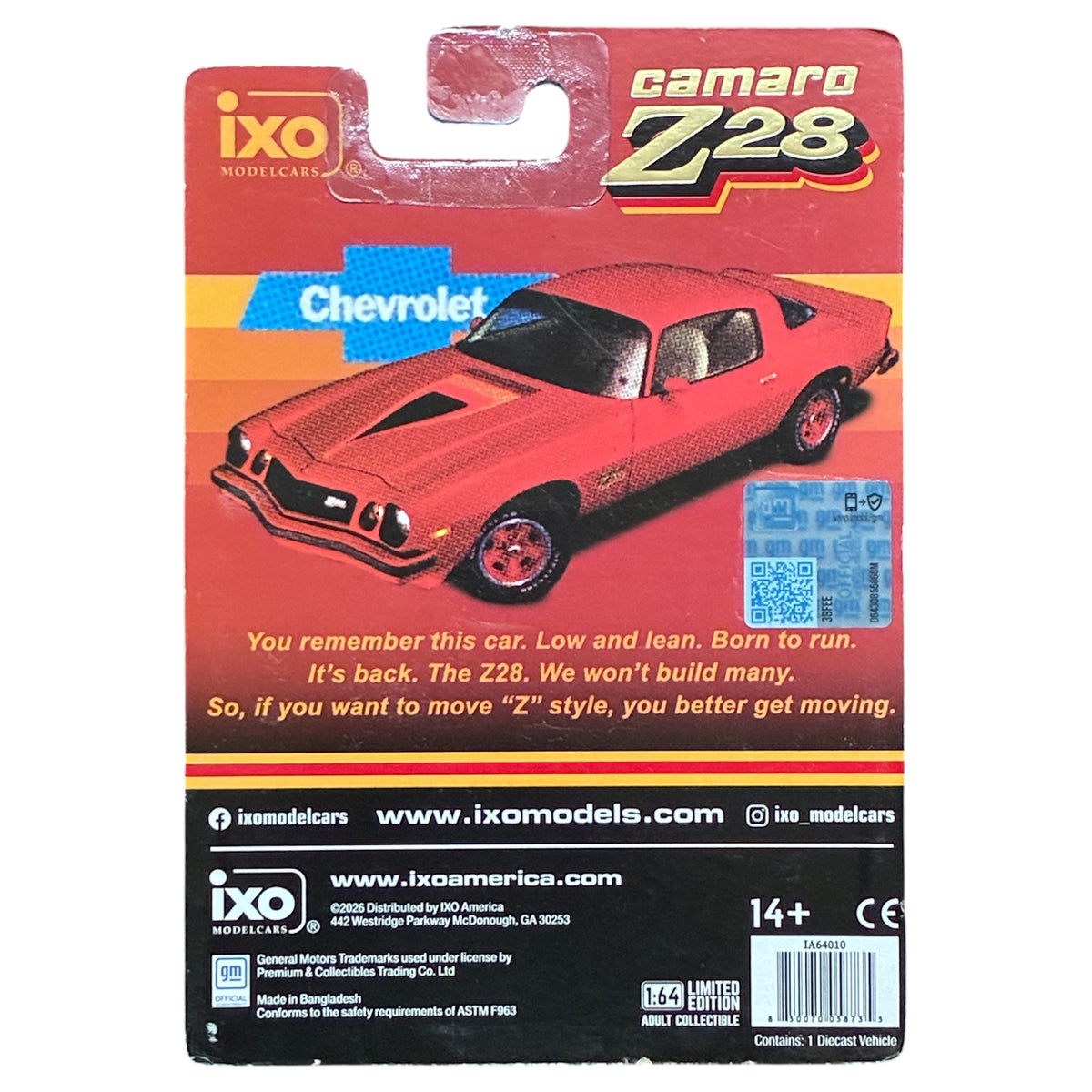 CHASE CAR IXO Models Chevrolet Camaro Z28 1977 RAW CHASE 1:64 IA64010-CHASE