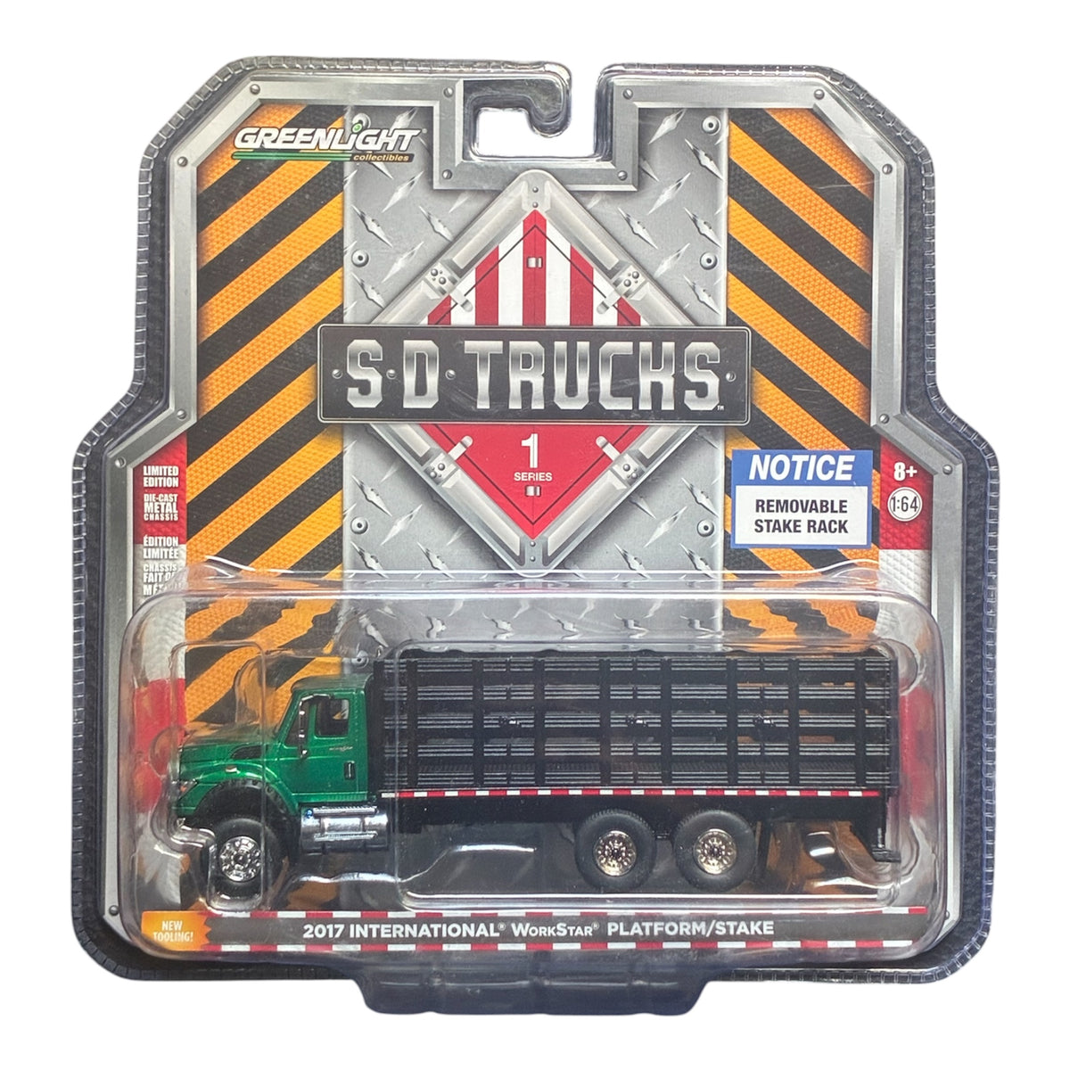CHASE CAR GreenLight S.D. Trucks Series 1 2017 International WorkStar Camion Plateforme à Ridelles 1:64 GL45010-CHASE