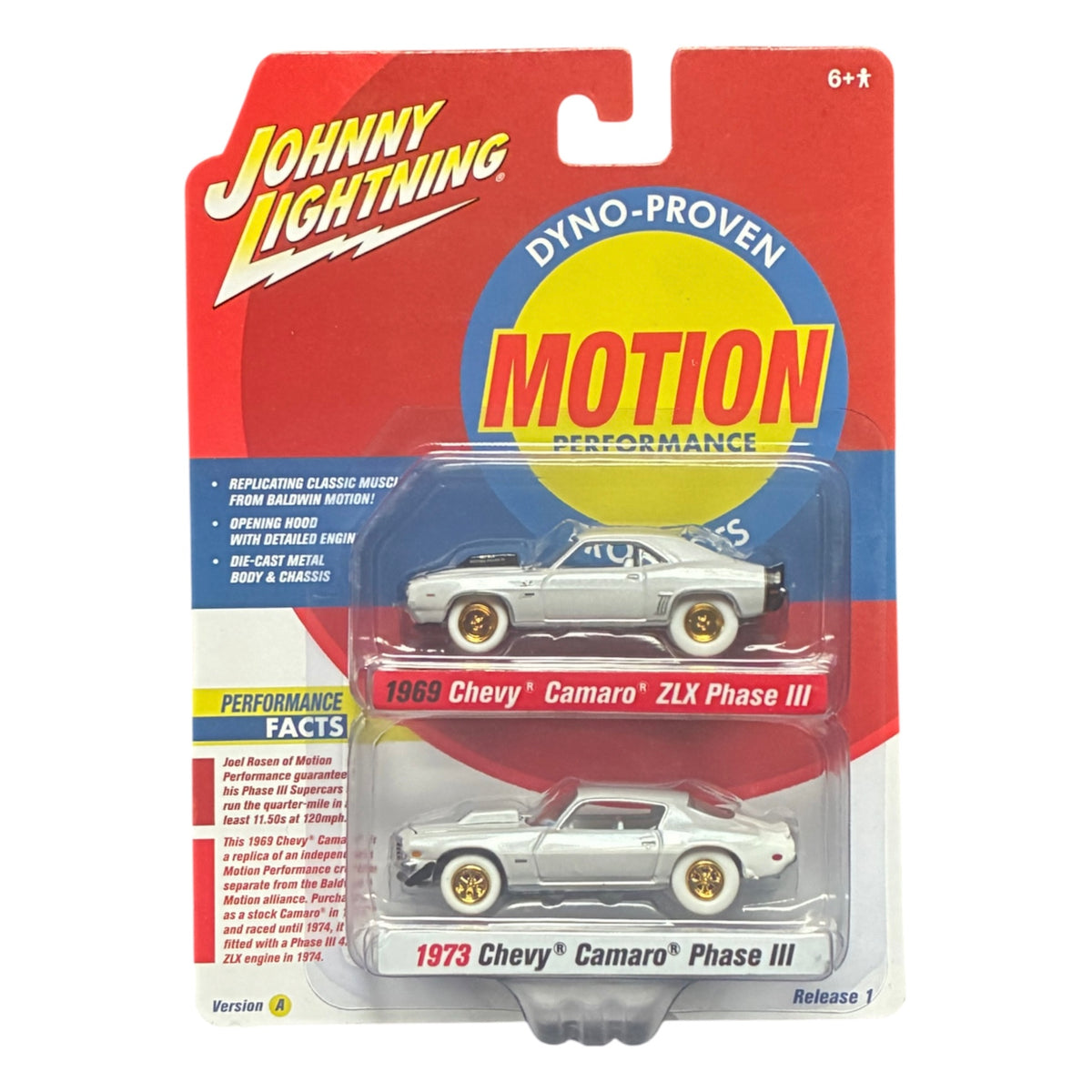 CHASE CAR Johnny Lightning 1:64 Chevrolet Camaro Motion Performance 2-Pack – Release 1 Version A JLPK017-1A-CHASE