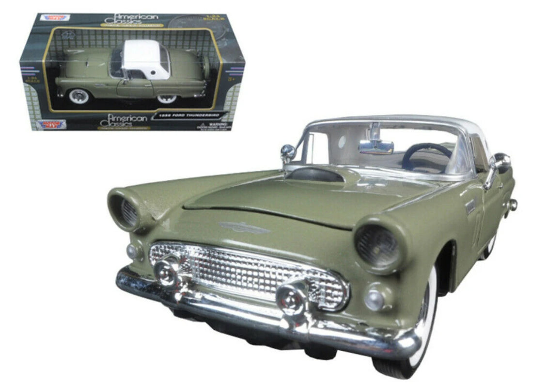 MotorMax 1:24 Ford Thunderbird Hardtop 1956 – Blanc – Timeless Legends 73312AC-GRN