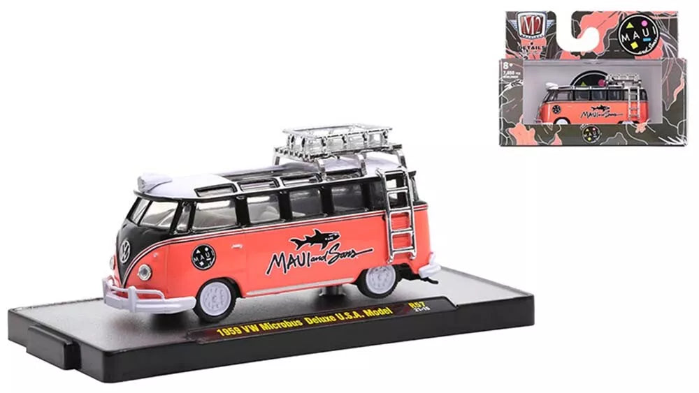 Maui &amp; Sons, 1959 VW Microbus Deluxe USA Model (M2 Machines, Auto-Meets Gasser / Auto-Thentics / Auto-Trucks / Volkswagen Release 57) (32600-57)