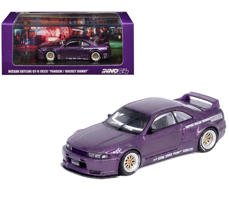 INNO64-NISSAN SKYLINE GT-R (R33) &quot;PANDEM ROCKET BUNNY&quot; Purple (IN64-R33P-PPL)