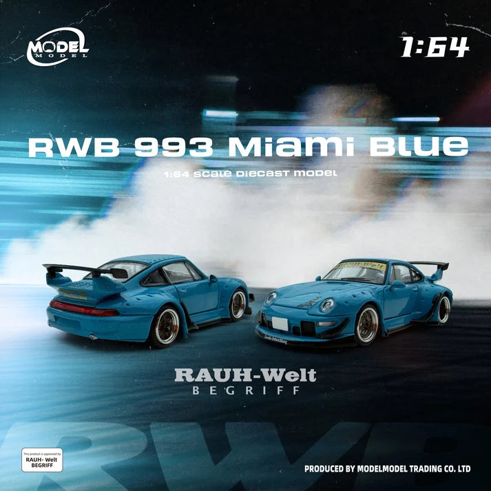 MODELMODEL 1:64 RWB 993 Miami Blue (Boîte en Carton) – MM64-RWB993-005