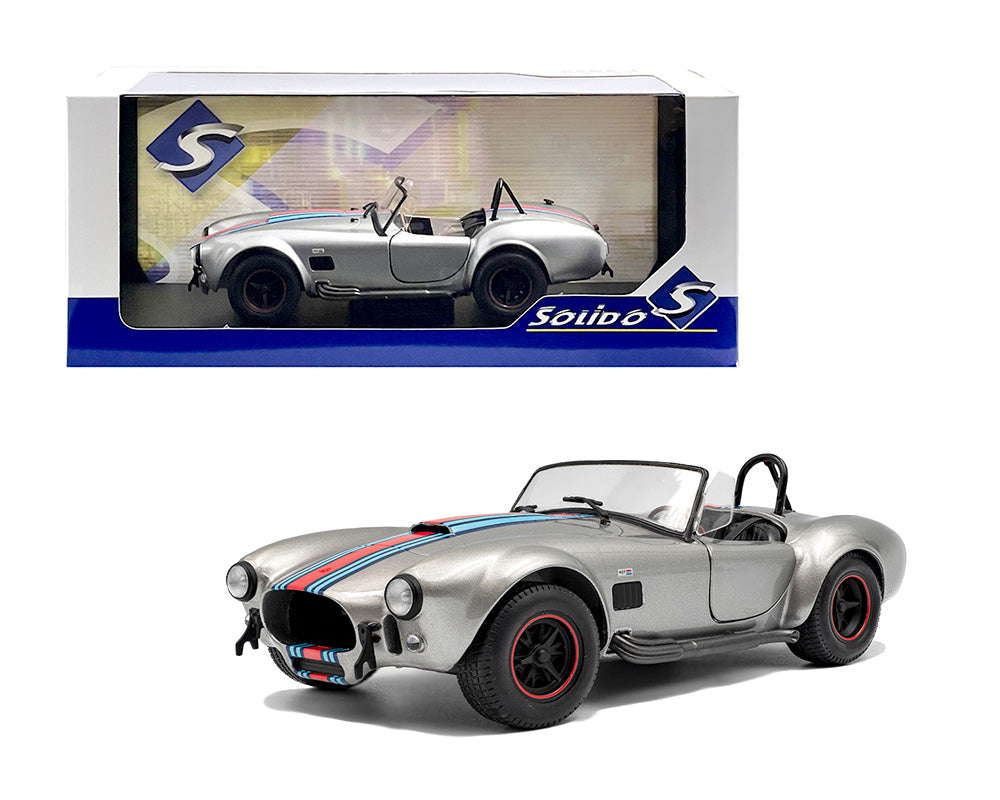 Solido 1:18 Shelby Cobra 427 MKII 1965 – Argent avec bandes rouges et bleues – S1804913