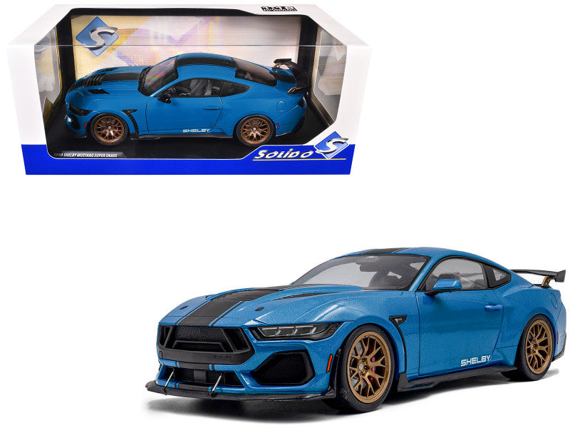 SOLIDO - 2024 Ford Shelby Mustang Super Snake Grabber Blue Metallic with Black Stripes - S1813802
