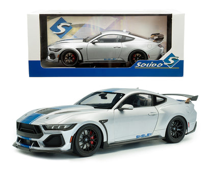 Solido 1:18 2025 Shelby Mustang Super Snake – Grey with Blue Stripes – S1813803